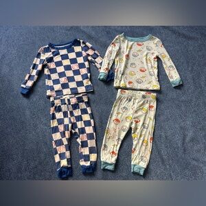 Sleep On It Kids 4-Piece Pajama Set | Smiley Face & Blue Checkerboard | Size 12M